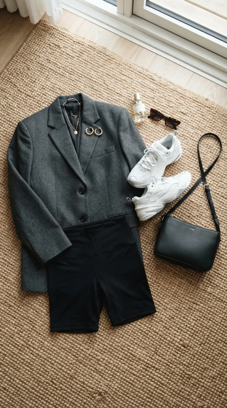 1. The Oversized Blazer & Bike Short Combo