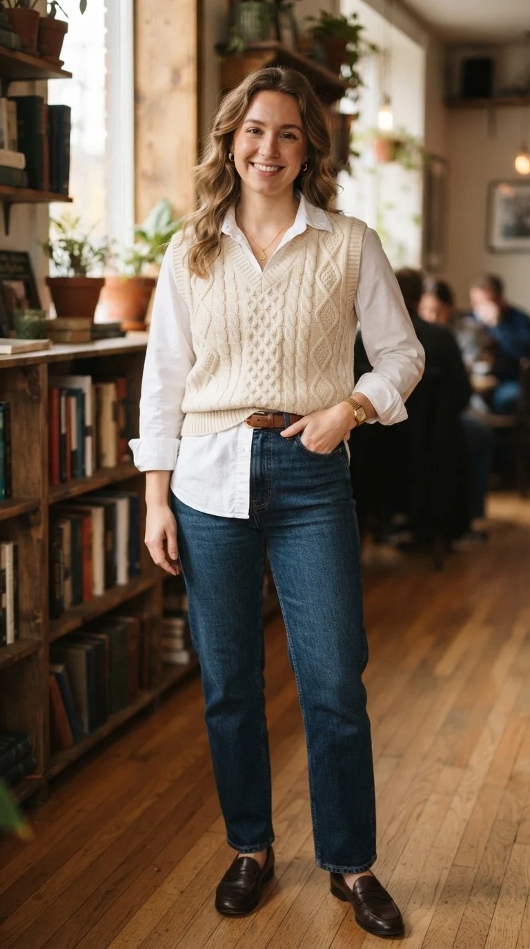 11. Knitted Vests over Collared Shirts
