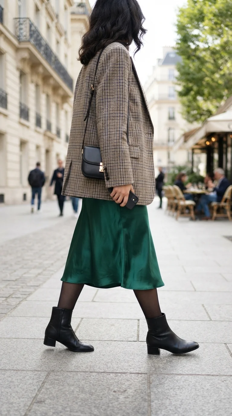 2. Oversized Blazers with Midi Skirts