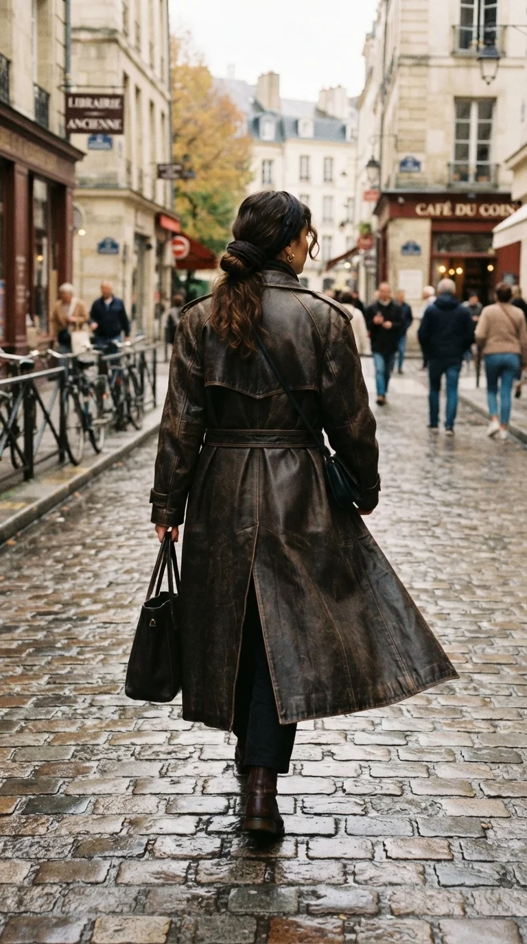 3. Leather Trench Coat Drama