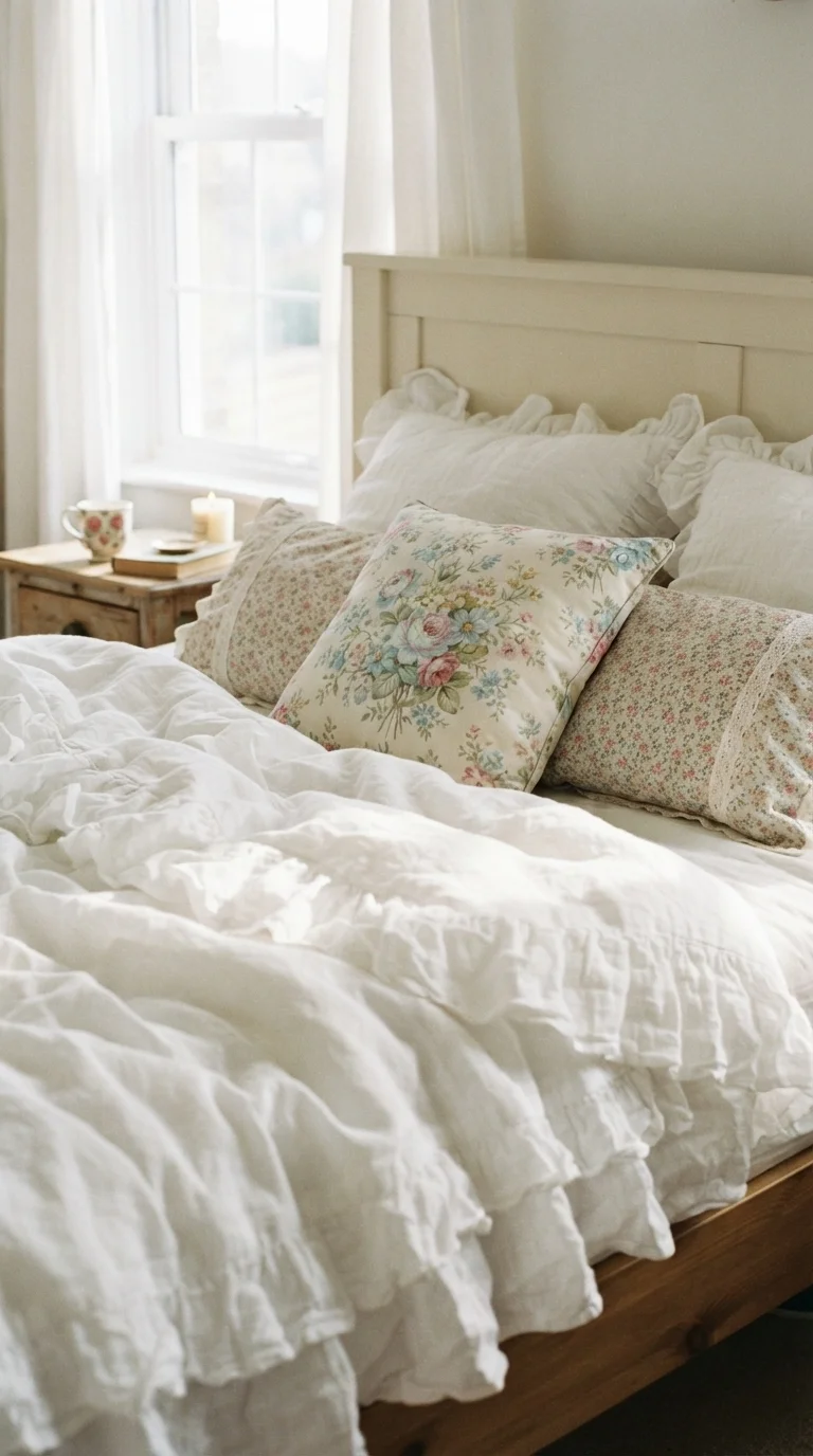 3. Ruffled Linen Bedding Layers