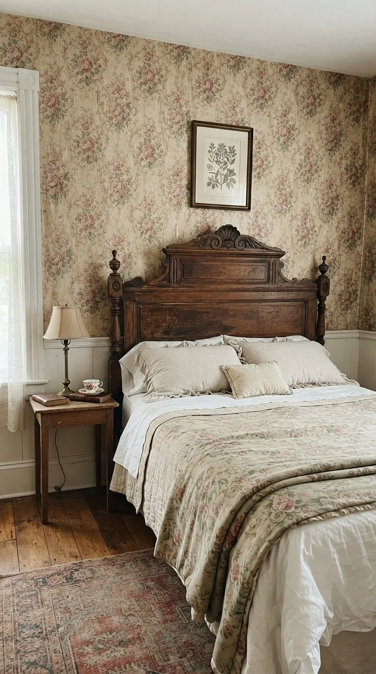 4. Floral Wallpaper Feature Wall