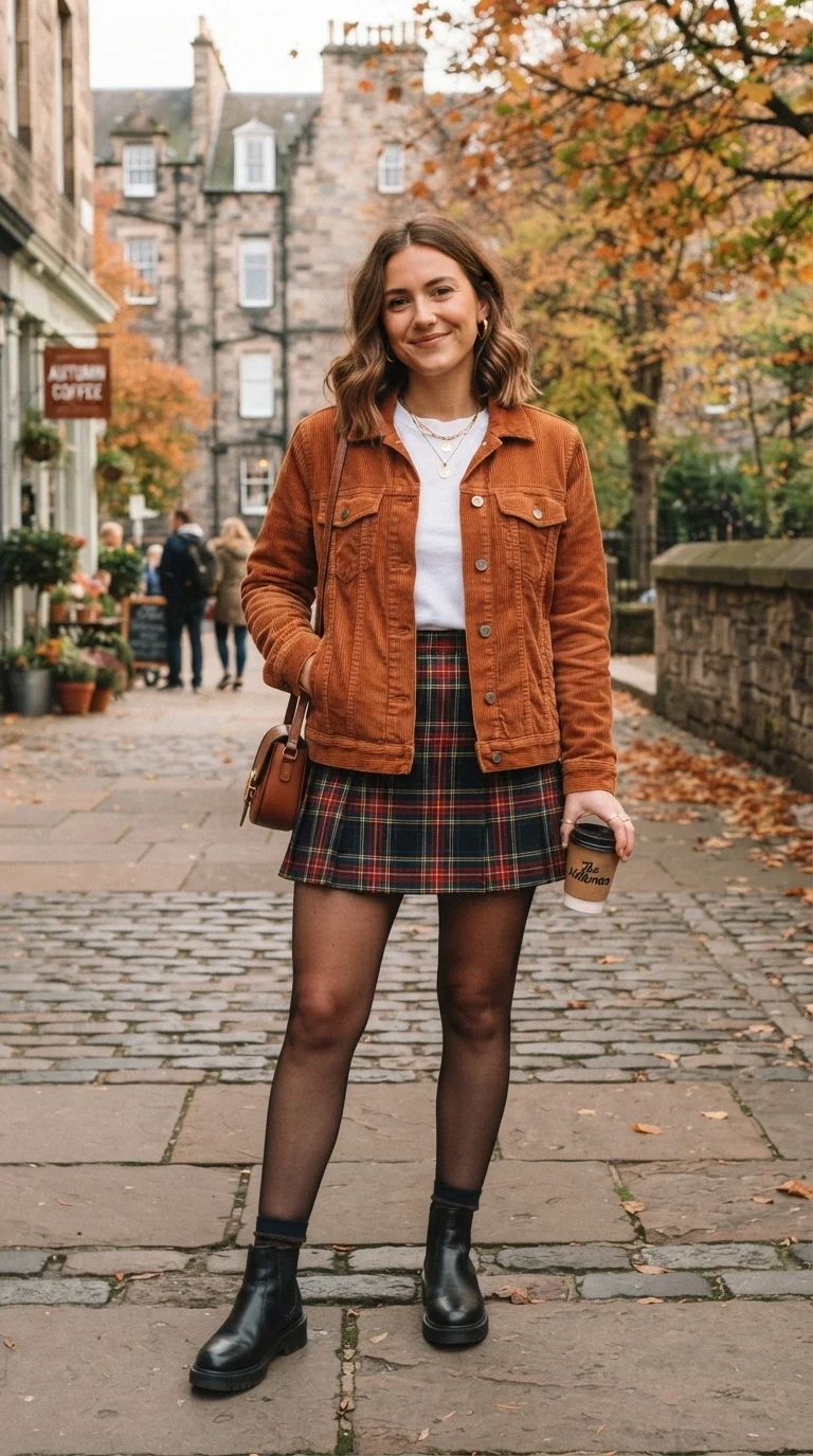 5. Corduroy Jackets and Mini Skirts