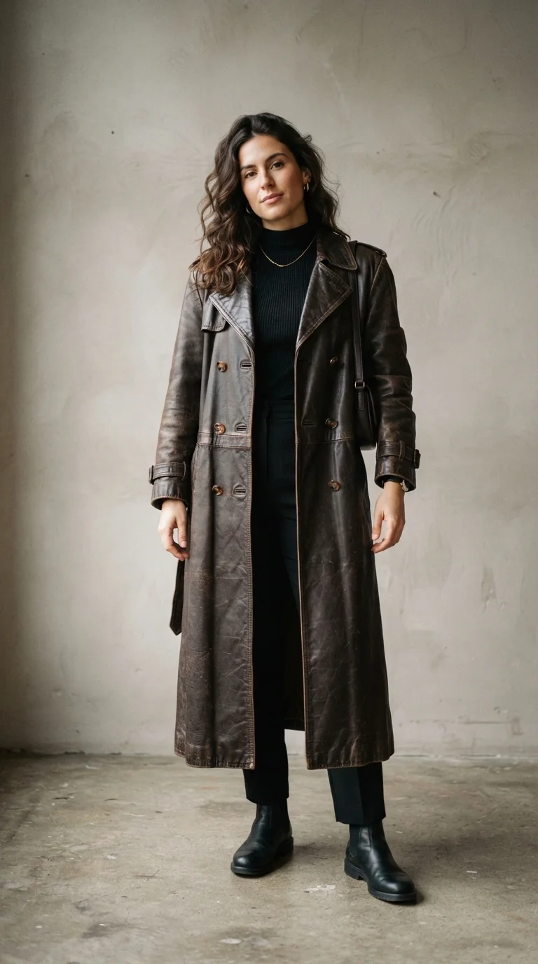 6. Vintage Leather Trench Coats