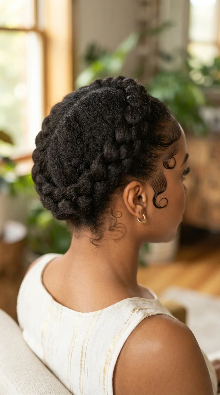 7. Crown Braids with Baby Hairs