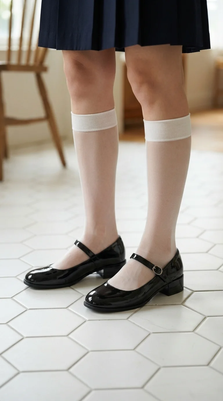 7. Mary Jane Heels and Knee-High Socks