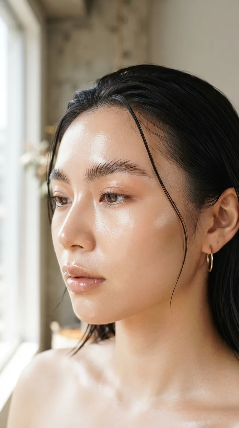 11. Polished Brow and Glossy Skin