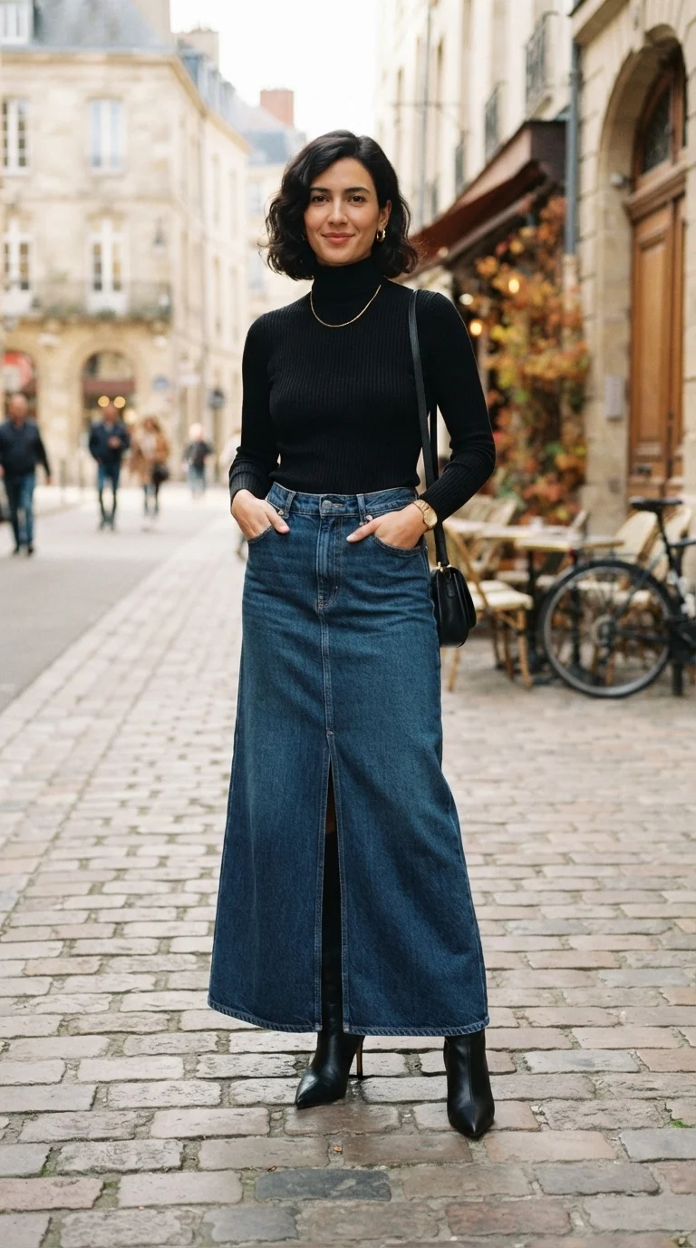 3. The 90s Inspired Denim Maxi Skirt