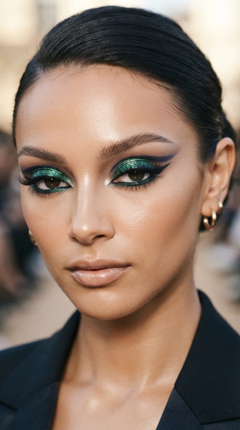 4. Emerald Shimmer Cut Crease