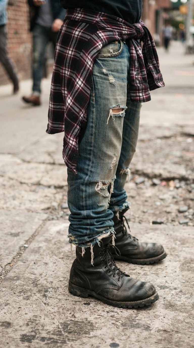 5. Grunge-Inspired Flannel and Boots