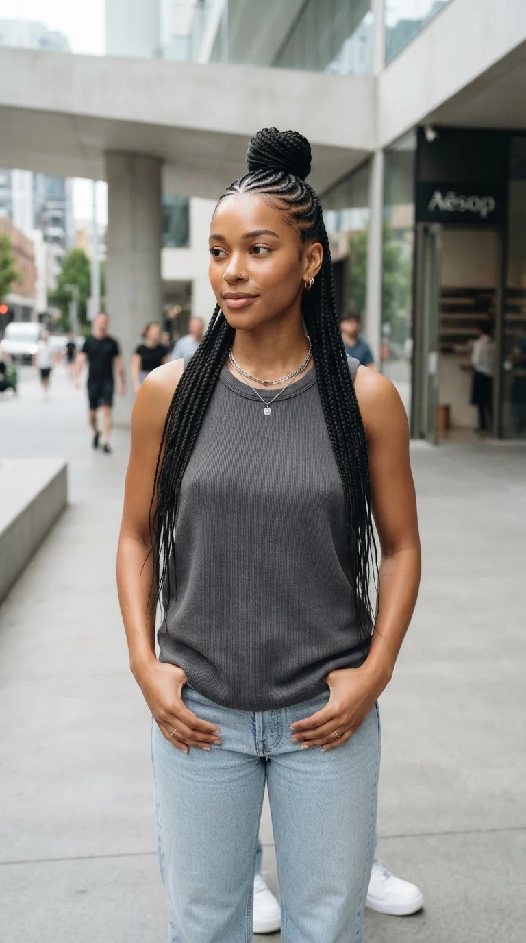 5. Half-Up, Half-Down Braided Bun