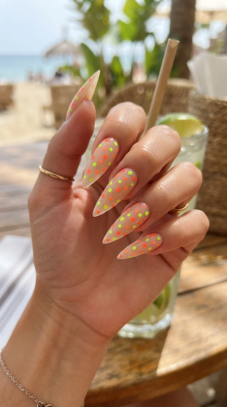 6. Bold Neon Polka Dot Accents