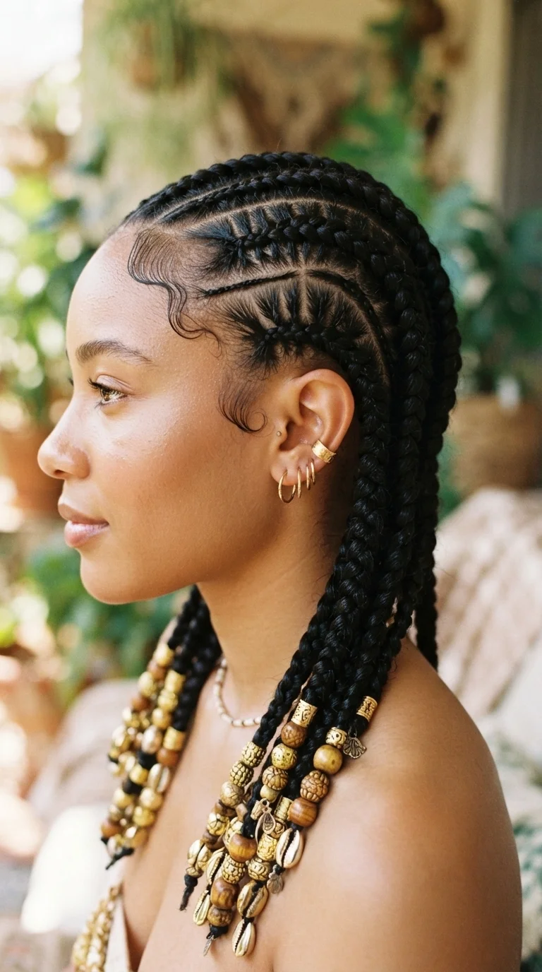 6. Fulani-Inspired Braids with Beads