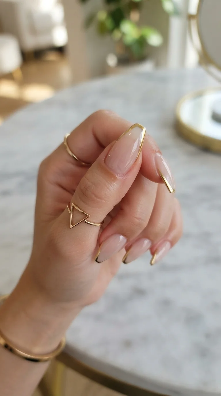6. Gold Outline French Manicure