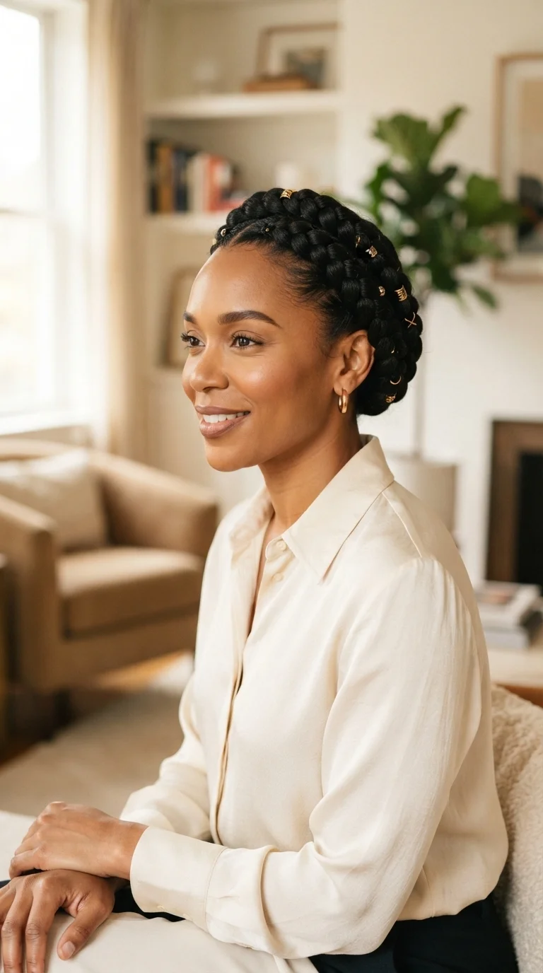 7. Double-Braided Halo Cornrows