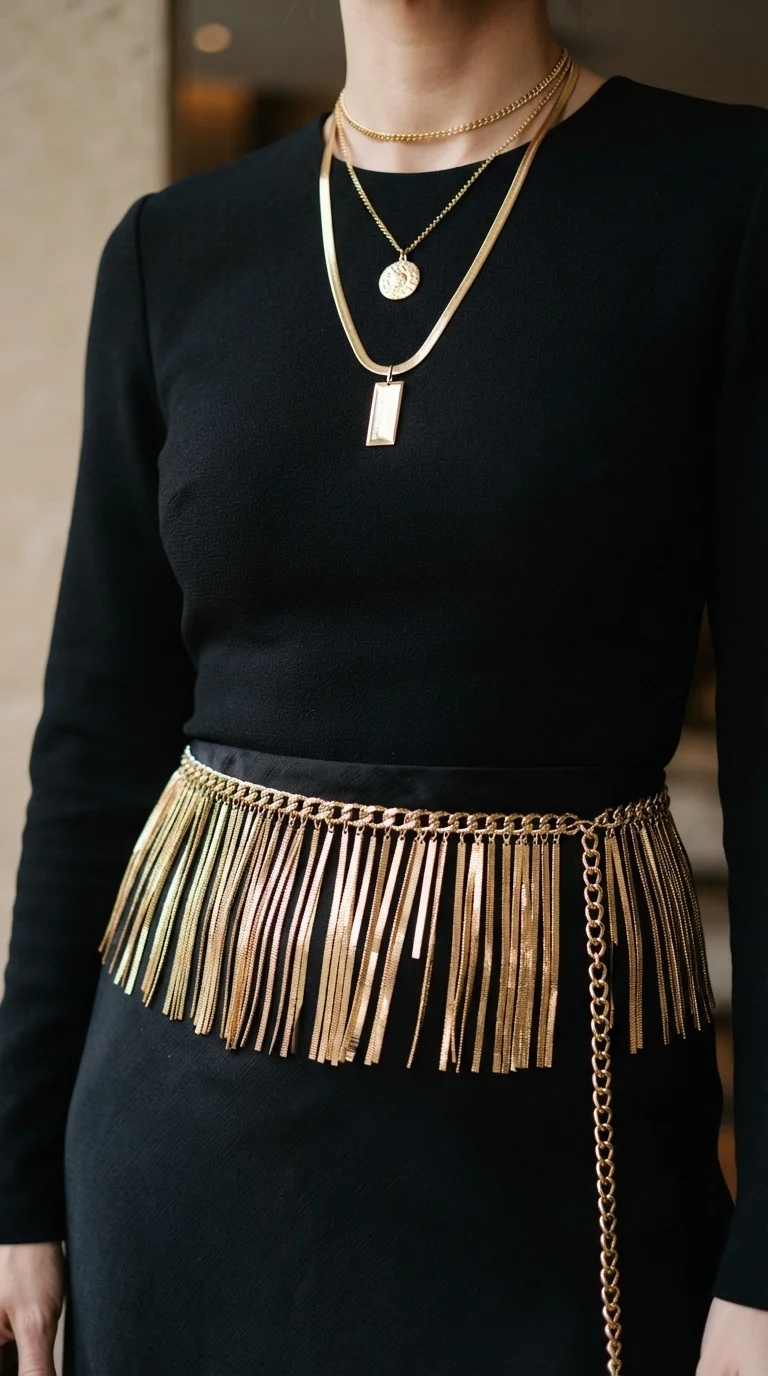 7. Gold Fringe Accented Accessories