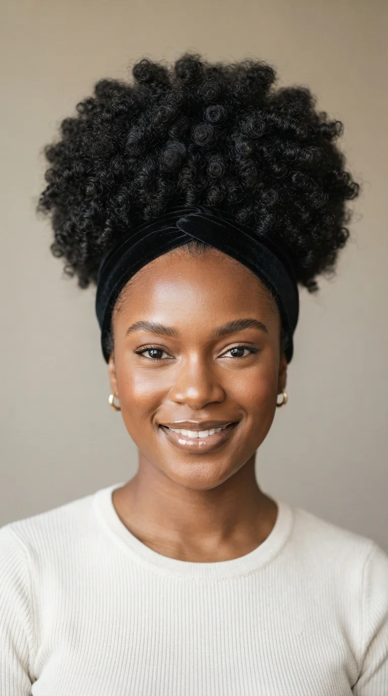 8. Natural Afro Puff with Headband