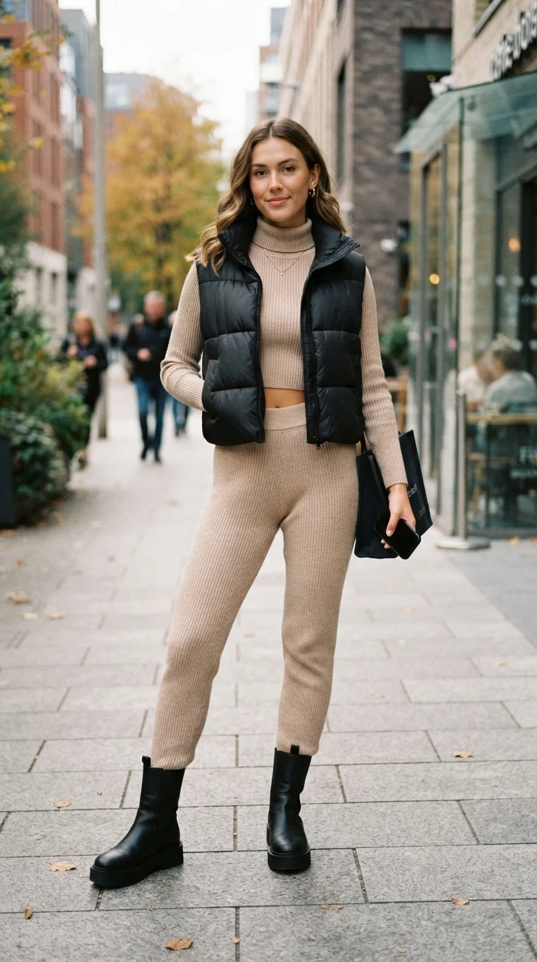 8. Puffer Vest and Knit Set