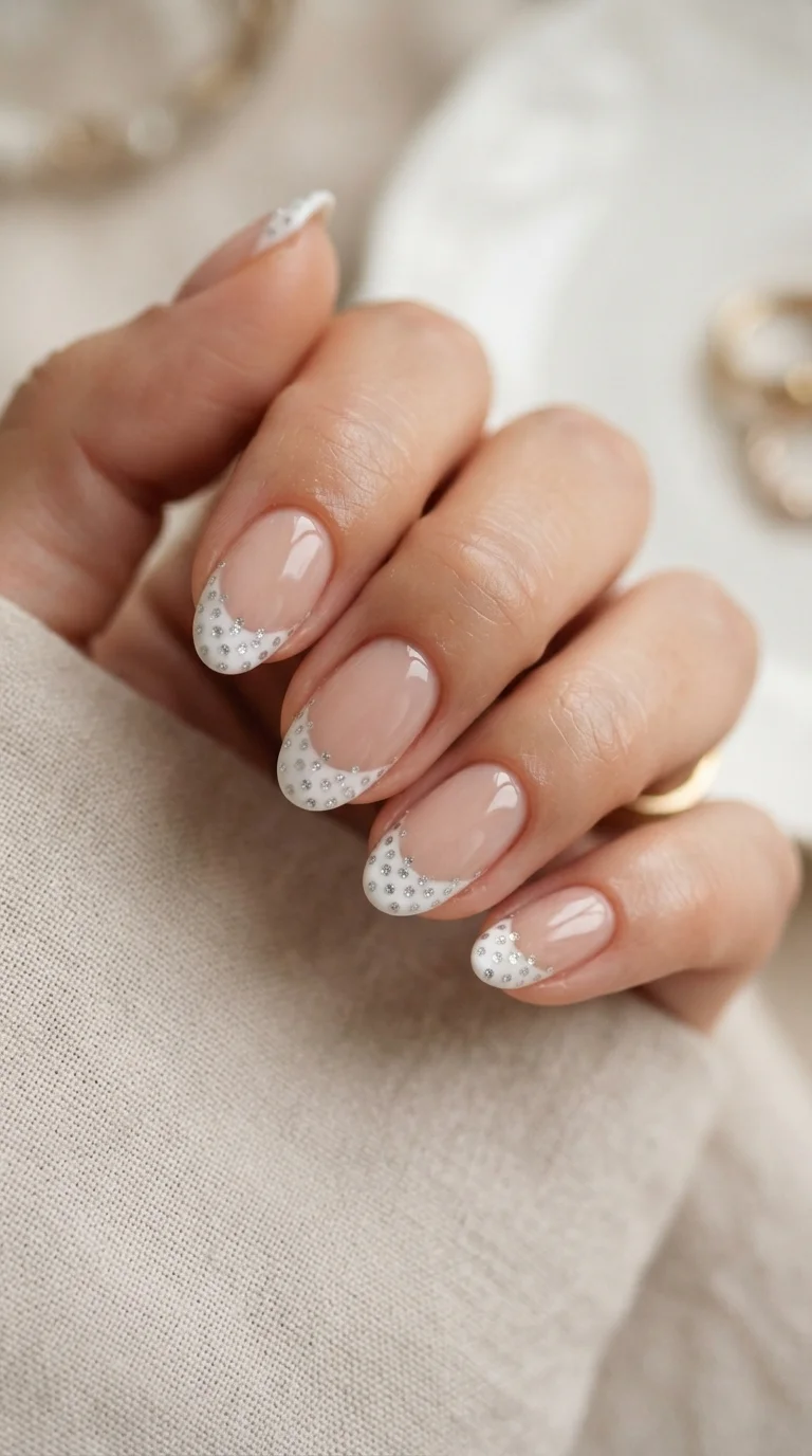 9. French Tip Polka Dot Twist