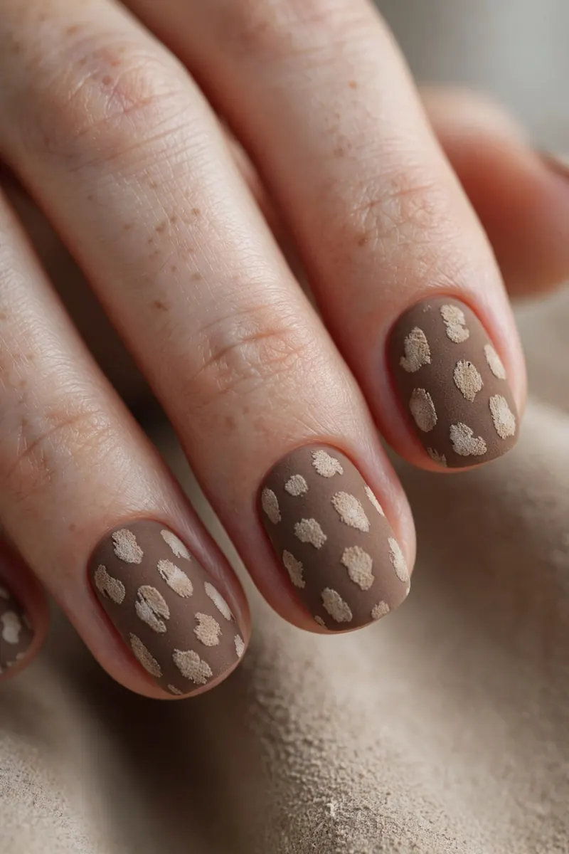 Matte mocha bambi nails — suede matte finish