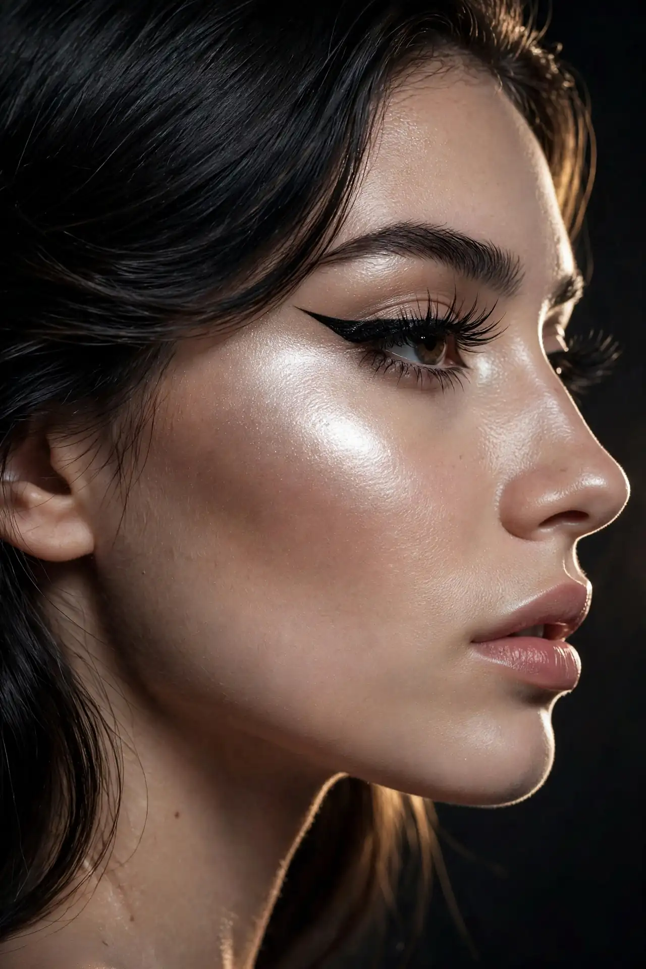 Gold halo eye makeup with shimmering gold lids and smoked bronze outer corners