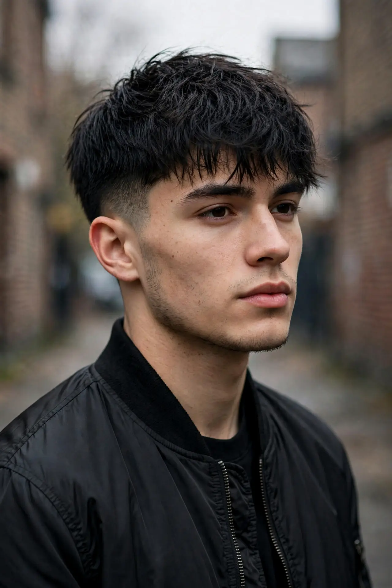 Forward textured fringe haircut