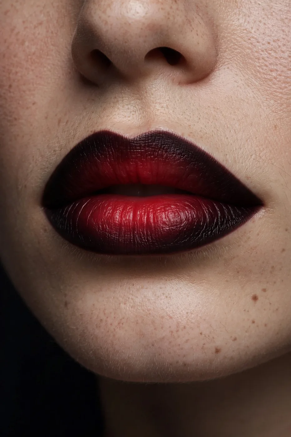 Black cherry ombre dark red lip look