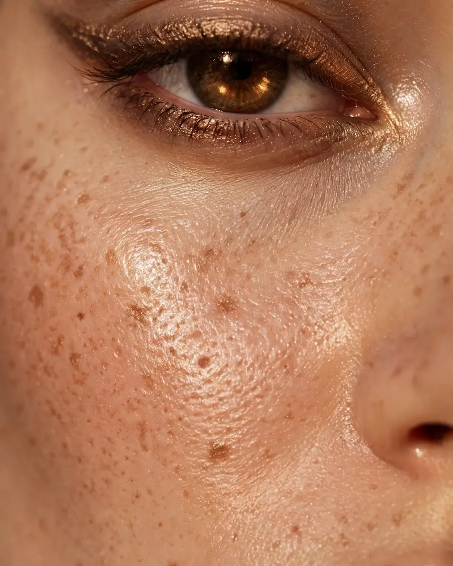 Smudged metallic bronze shimmer eyeliner — brown smudged eyeliner evening look