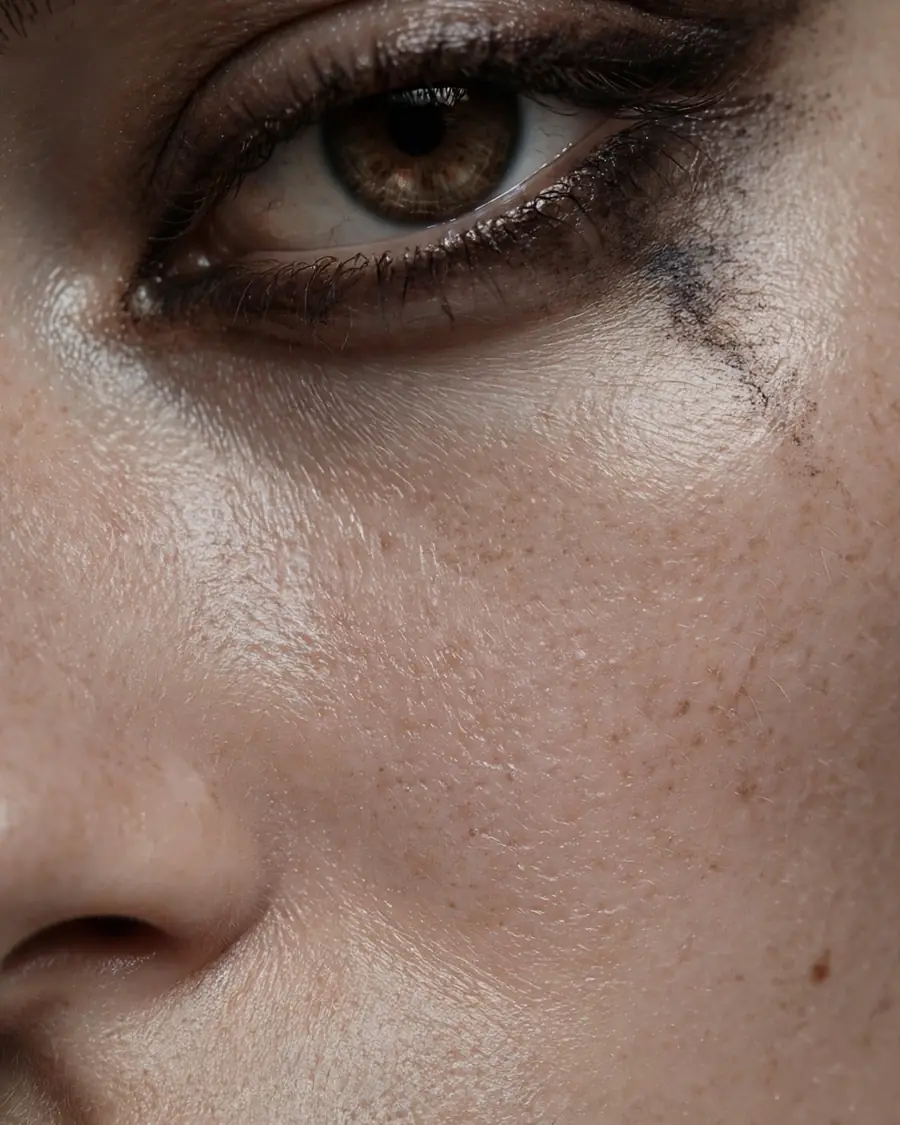 Lived-in grunge smudged dark brown kohl around the eyes — smudged eyeliner looks fall 2026